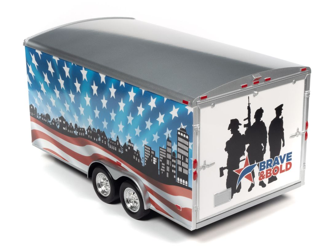 American Muscle 1/18 Enclosed Trailer - Patriotic Brave & Bold