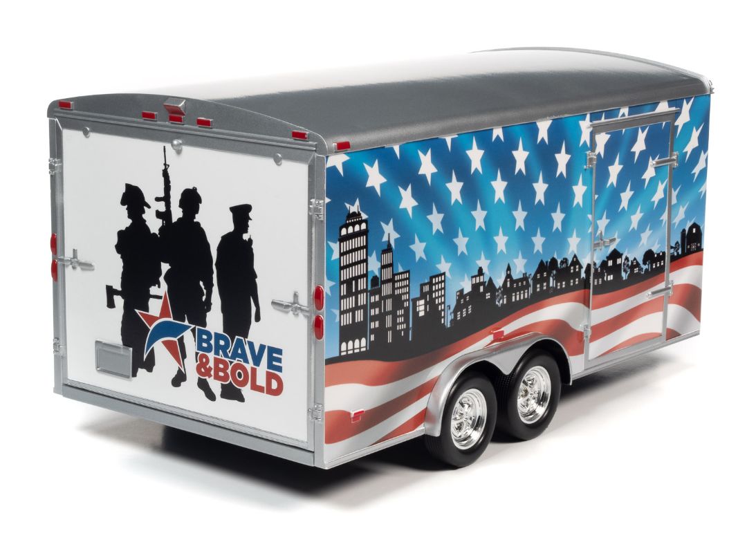 American Muscle 1/18 Enclosed Trailer - Patriotic Brave & Bold