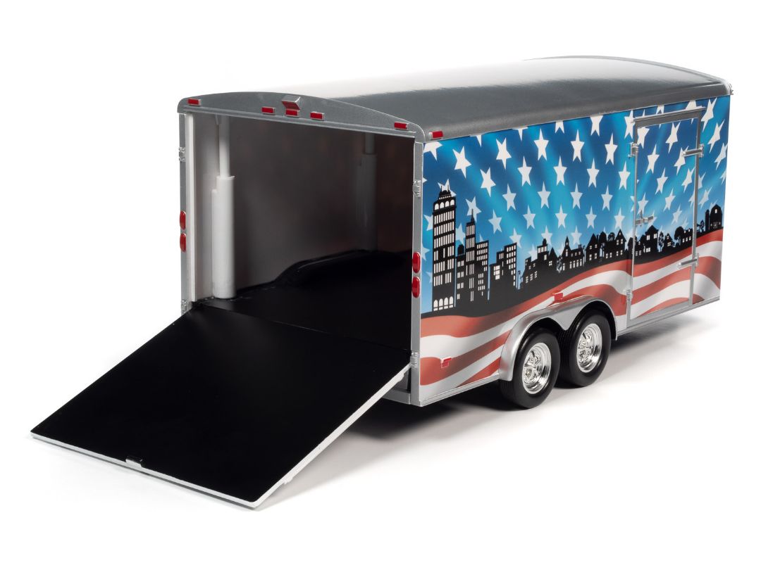 American Muscle 1/18 Enclosed Trailer - Patriotic Brave & Bold