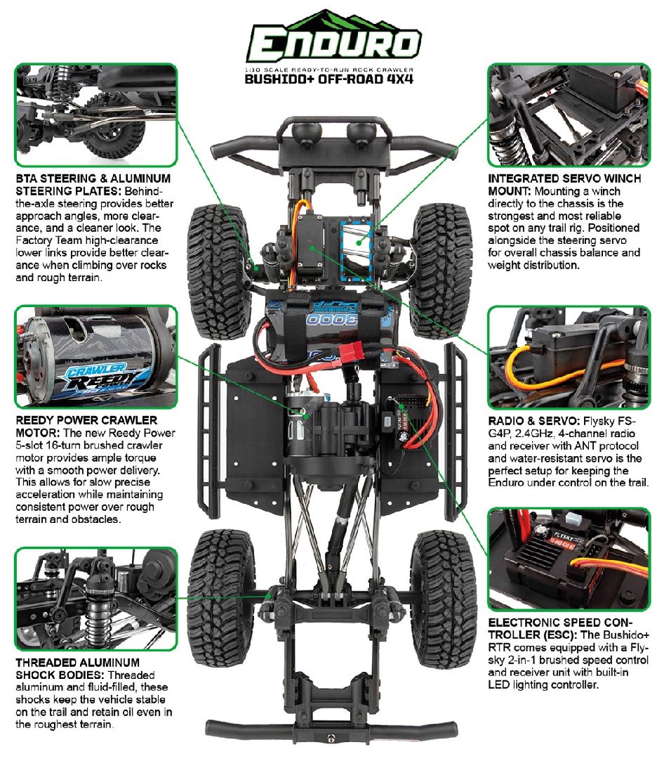 Element RC Enduro Trail Truck, Bushido+ Blue RTR, LiPo Combo