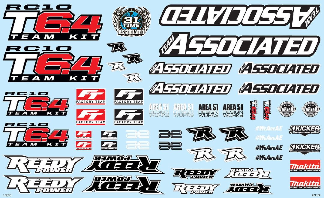 Team Associated RC10T6.4 Decal Sheet