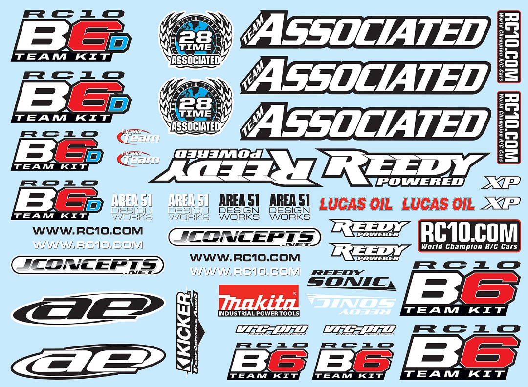 Team Associated B6 Decal Sheet