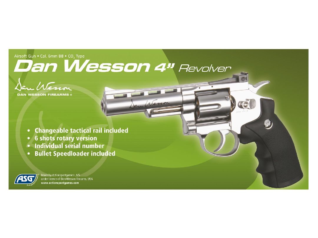 ASG Dan Wesson 4" Silverver CO2 Handgun - Silver - Click Image to Close