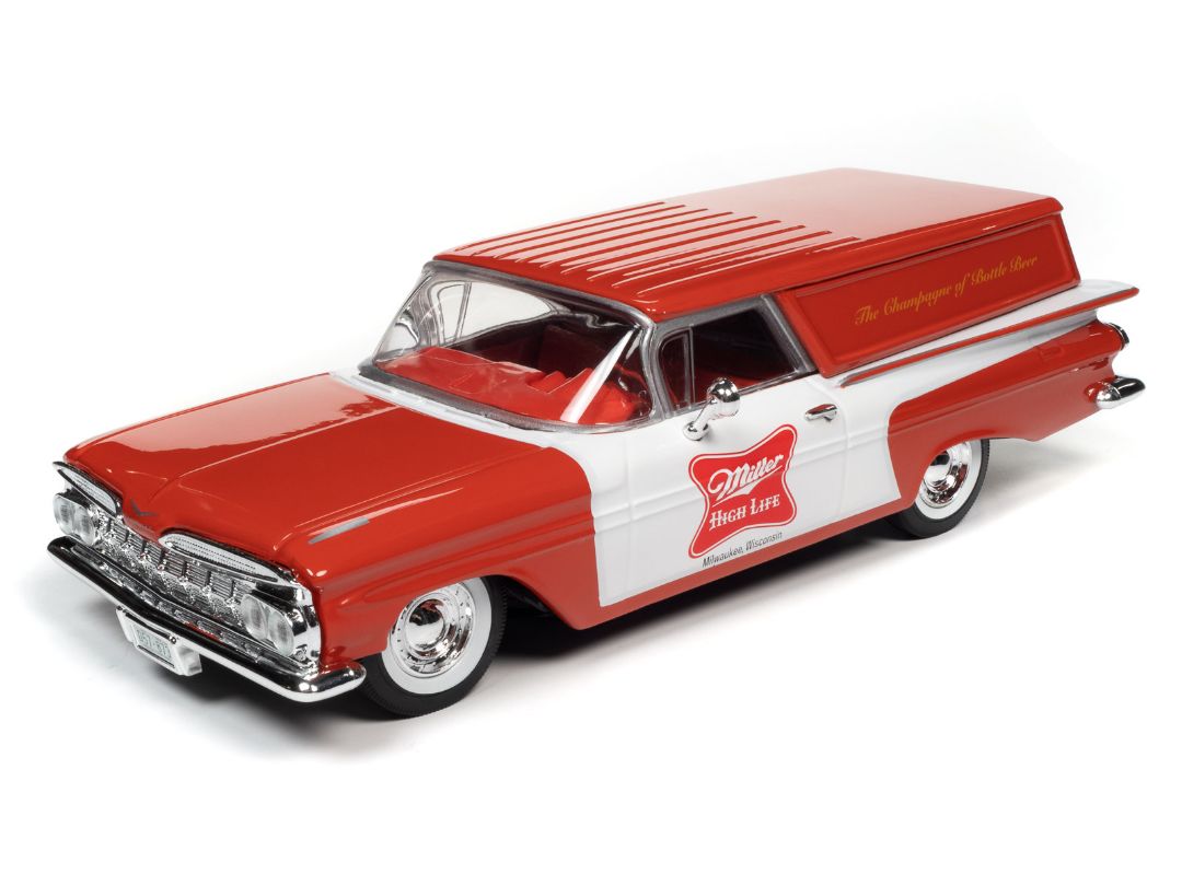 Auto World 1/24 1959 Chevrolet El Camino Sedan Delivery Truck Miller High Life - Red & White w/ Miller High Life Graphics