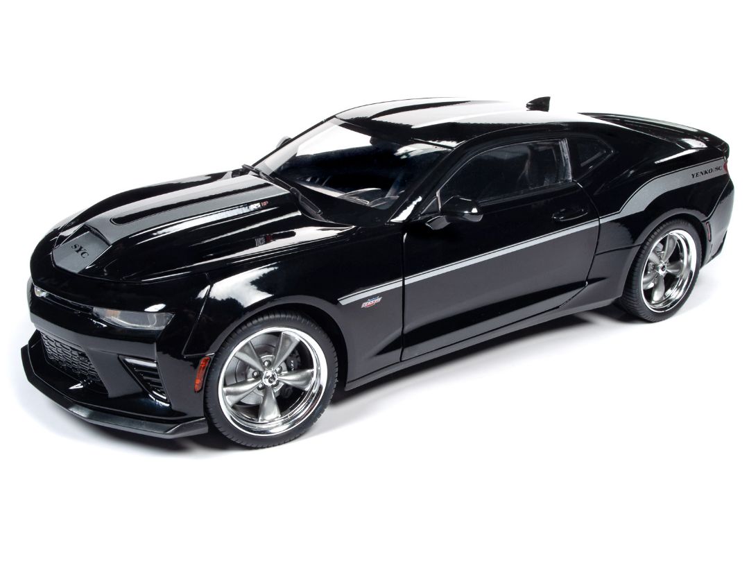 Auto World 1/18 2018 Chevrolet Camaro Coupe (Yenko) - Mosaic Black w/Silver Stripes