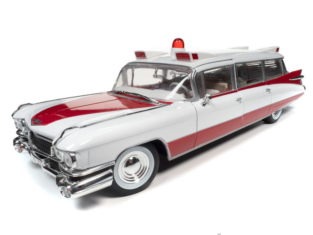 Auto World 1/18 1959 Cadillac Eldorado Ambulance - White & Red