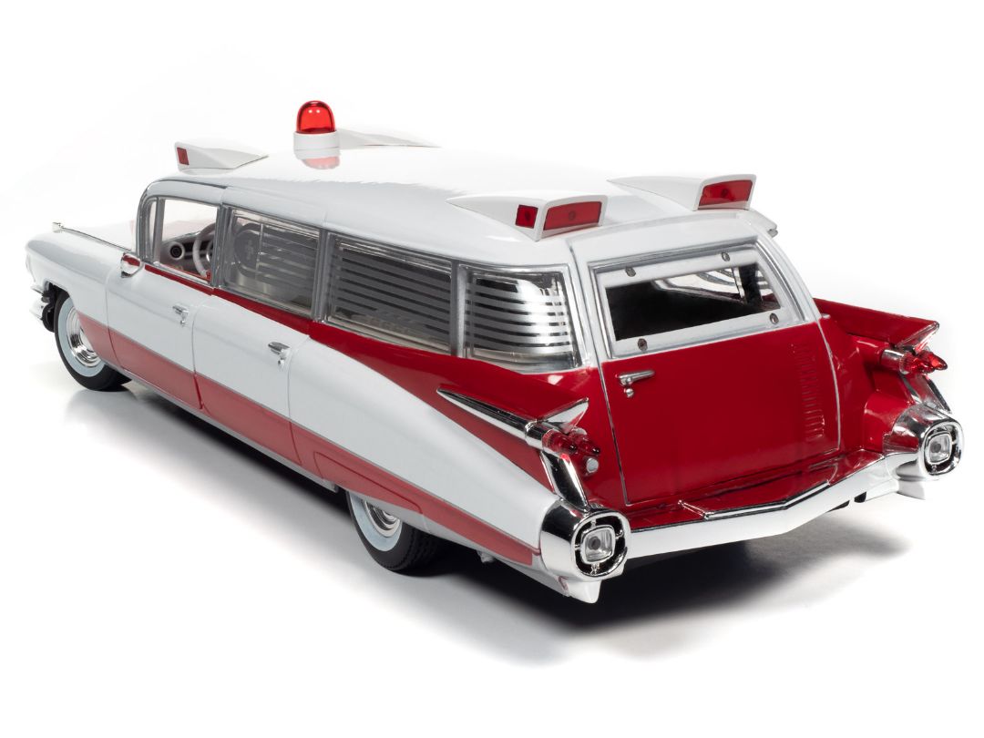 Auto World 1/18 1959 Cadillac Eldorado Ambulance - White & Red