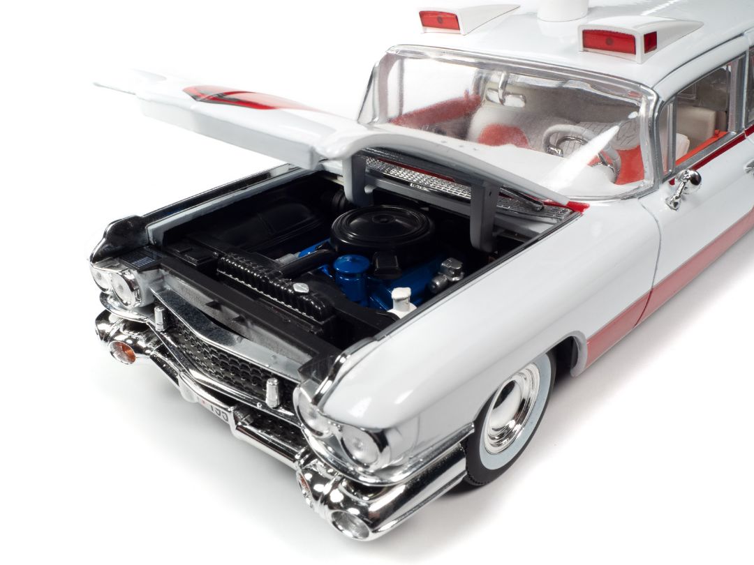 Auto World 1/18 1959 Cadillac Eldorado Ambulance - White & Red