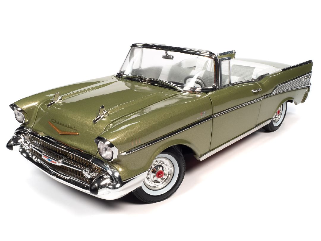 Auto World 1/18 1957 Chevrolet Bel Air Convertible-Metallic Grn