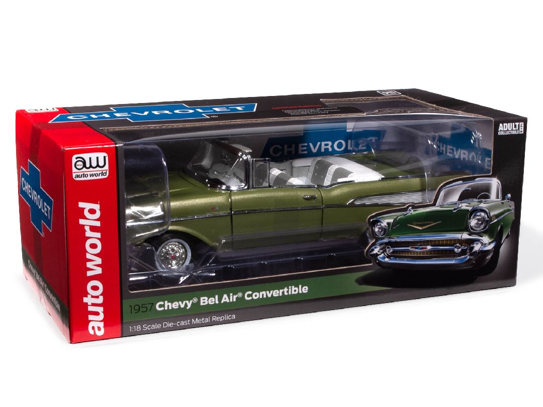 Auto World 1/18 1957 Chevrolet Bel Air Convertible-Metallic Grn