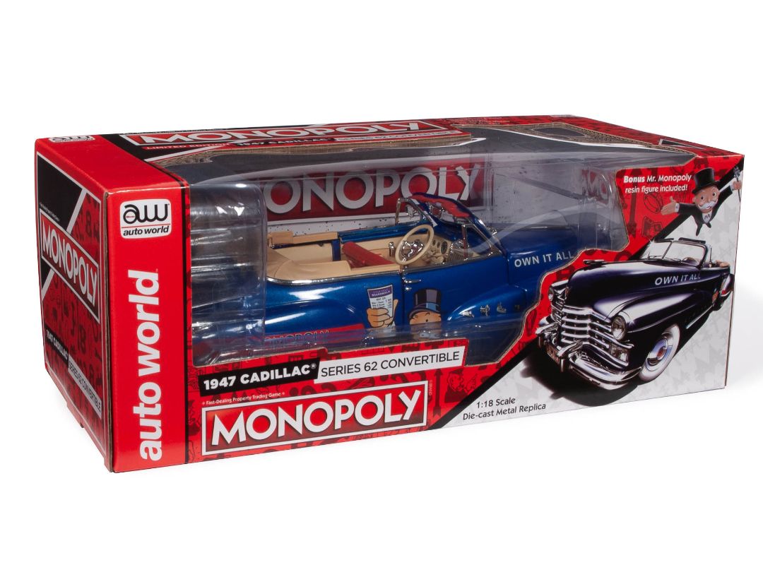 Auto World 1/18 Monopoly 1947 Cadillac Convertible with Figure