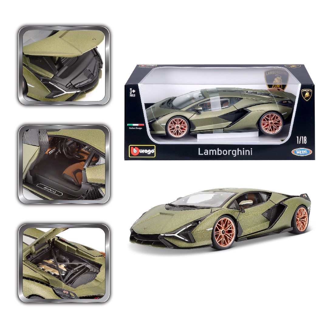 Bburago 1/18 Lamborghini Sián FKP37 (Metallic Matte Green)