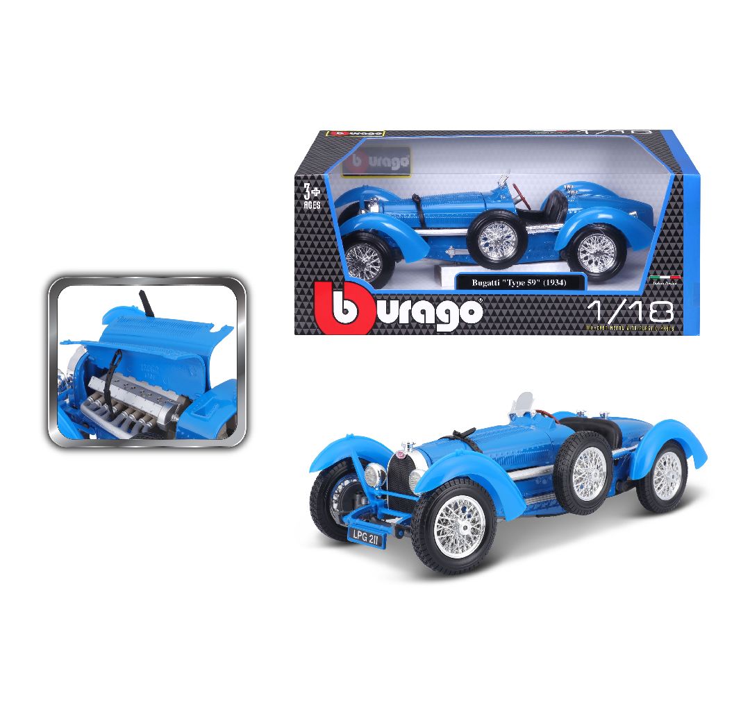 Bburago 1/18 Bugatti Type 59 (Blue)