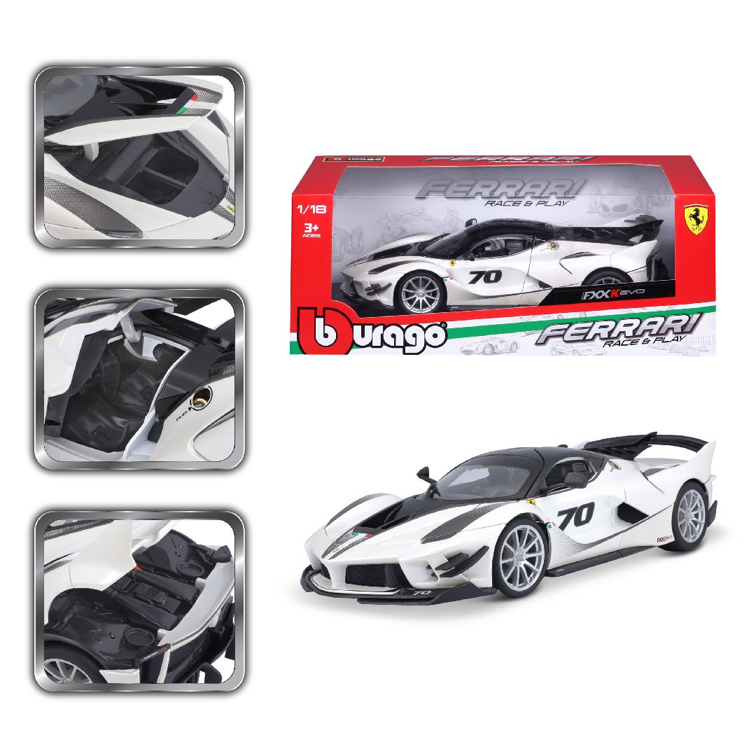 Bburago 1/18 R&P Ferrari FXX K EVO (Pearl White #70)