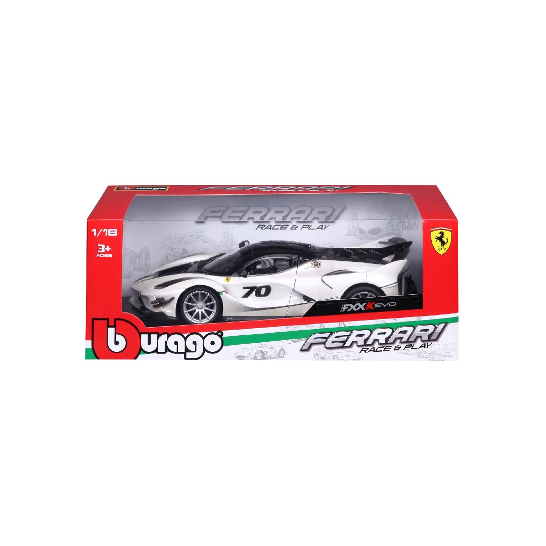 Bburago 1/18 R&P Ferrari FXX K EVO (Pearl White #70)