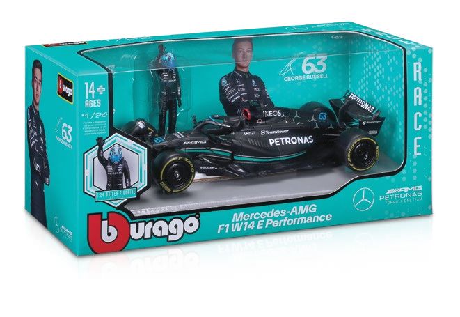 Bburago 1/24 Race F1 Mercedes W14 w/figure (2023) (Russell #63)