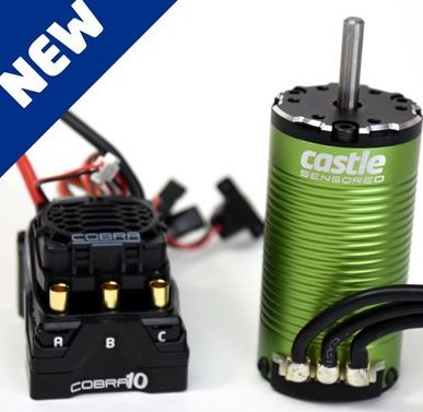 Castle Creations Cobra 10 6S Max, 25.2V Max, 8A PEAK BEC w/1412-3200KV 5mm Sensored Motor