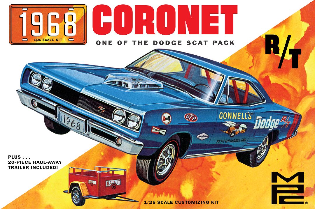 Damaged Box - MPC 1/25 1968 Coronet Hardtop w/ Trailer Model Kit