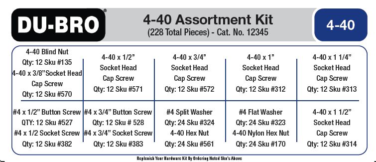 Du-Bro 4-40 Hardware Assortment Kit (228 pcs set)