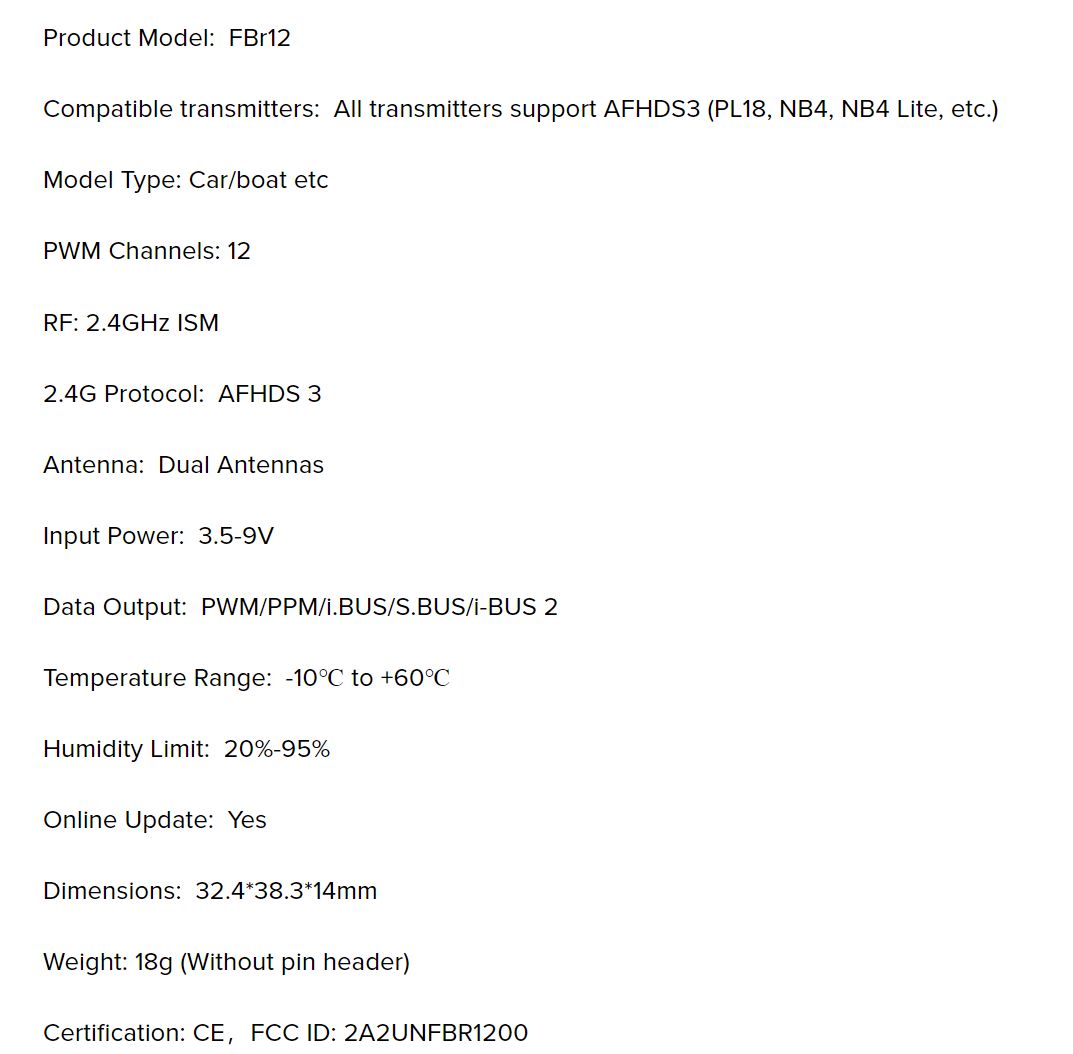 Flysky FBr12 (AFHDS3) 12 Channel Receiver