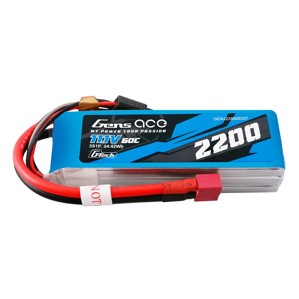 Gens Ace G-Tech 2200mAh 3S1P 11.1V 60C Lipo With Deans Plug