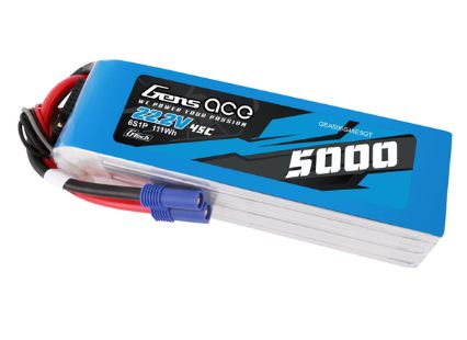 Gens Ace G-Tech 5000mAh 6S 22.2V 45C Lipo EC5 Plug