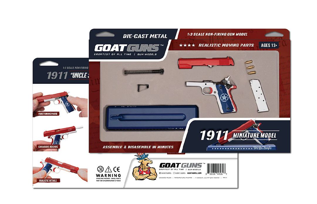 GoatGuns 1911 Metal Diecast Assembly Kit - Red, White and Blue