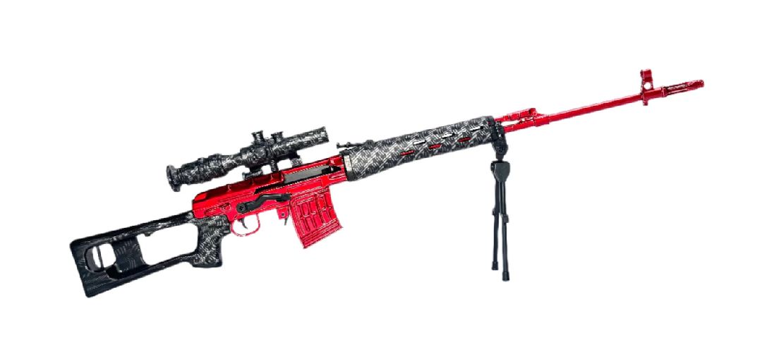 GoatGuns "Red Team" SVD Sniper Rifle Metal Diecast Kit - Silver