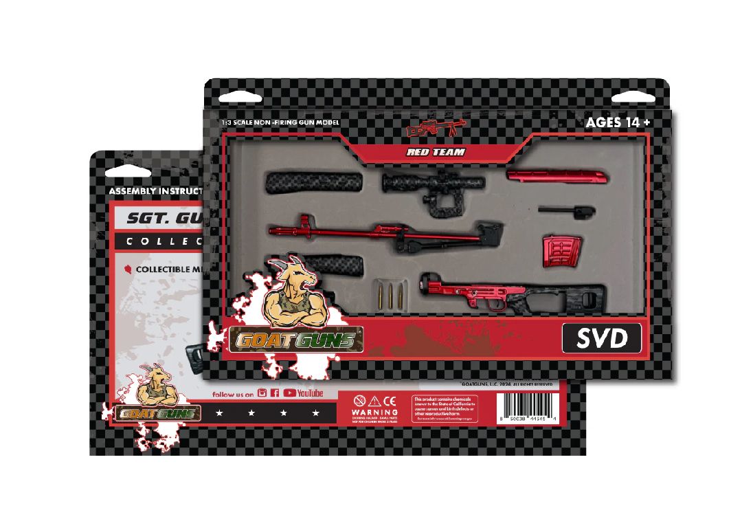 GoatGuns "Red Team" SVD Sniper Rifle Metal Diecast Kit - Silver