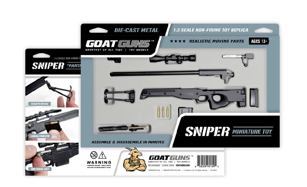 GoatGuns Sniper Rifle Metal Diecast Model Assembly Kit - Black