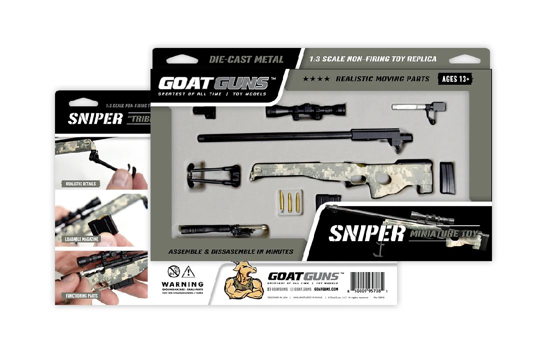 GoatGuns Sniper Rifle Metal Diecast Model Assembly Kit - Tan