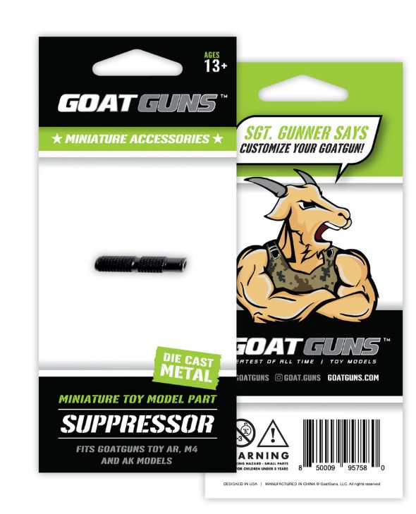 GoatGuns Suppressor for AR15 model. 2" in length