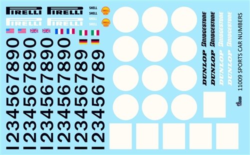 Gofer Racing Sports Car Numbers Decal Sheet 1/24