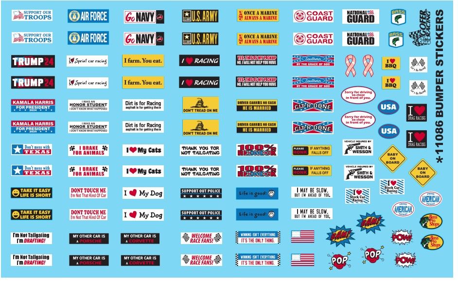 Gofer Racing Bumper Stickers Decal Sheet 1/24 - Click Image to Close