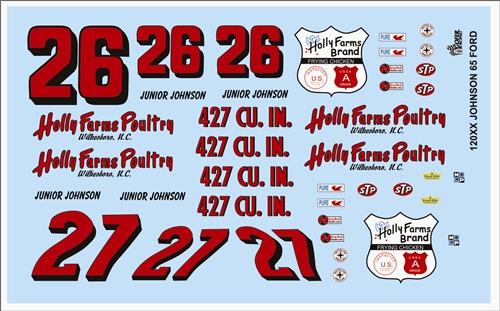 Gofer Racing Junior Johnson '65 Ford Decal Sheet 1/24