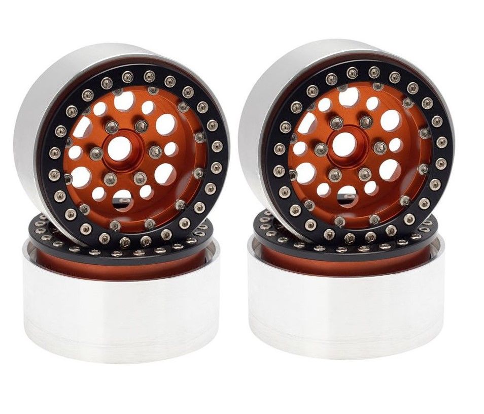 Hobby Details 1.9" AL Big-Small Round Beadlock Wheels -Orange(4) - Click Image to Close