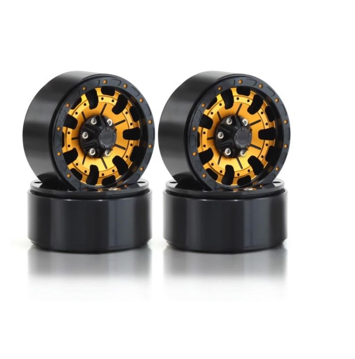 Hobby Details 1.9" AL Quality-Anger Beadlock Wheels-Blk/Gold(4) - Click Image to Close