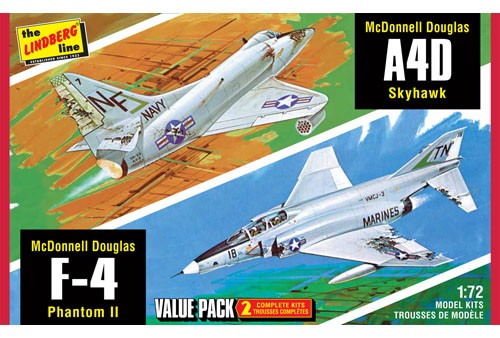 Lindberg Vietnam Era Fighters (F-4G Phantom & A4D Skyhawk) 2 Pack 1/72 Model Kit (Level 2)