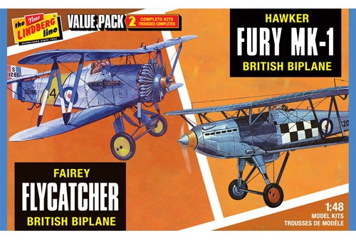 Lindberg Fairey Flycatcher & Hawker Fury 2-PACK 1/48 Model Kit (Level 2)