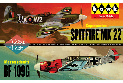 Lindberg Spitfire/Me109 - 2 Pack 1/72 Model Kit (Level 2)