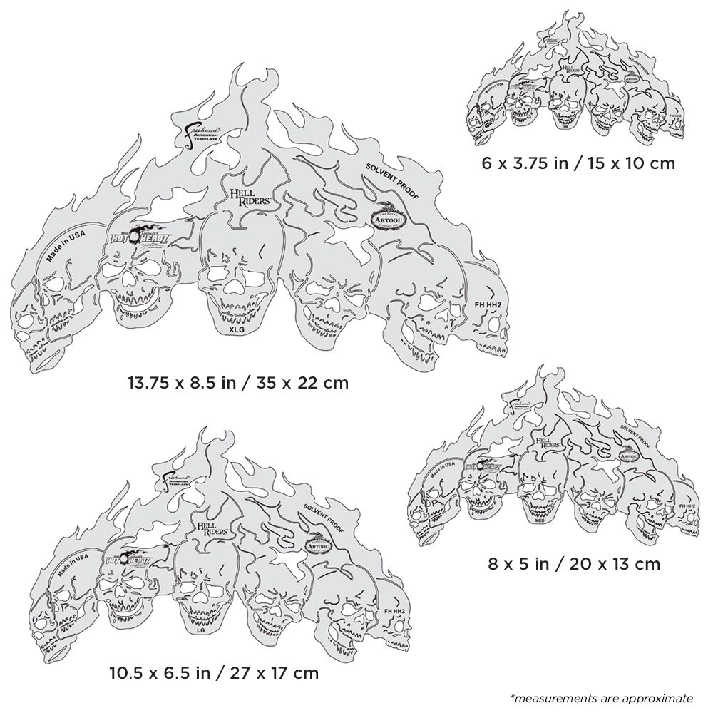 Iwata Artool Hot Headz Hell Riders Freehand Airbrush Template by Mike Lavallee