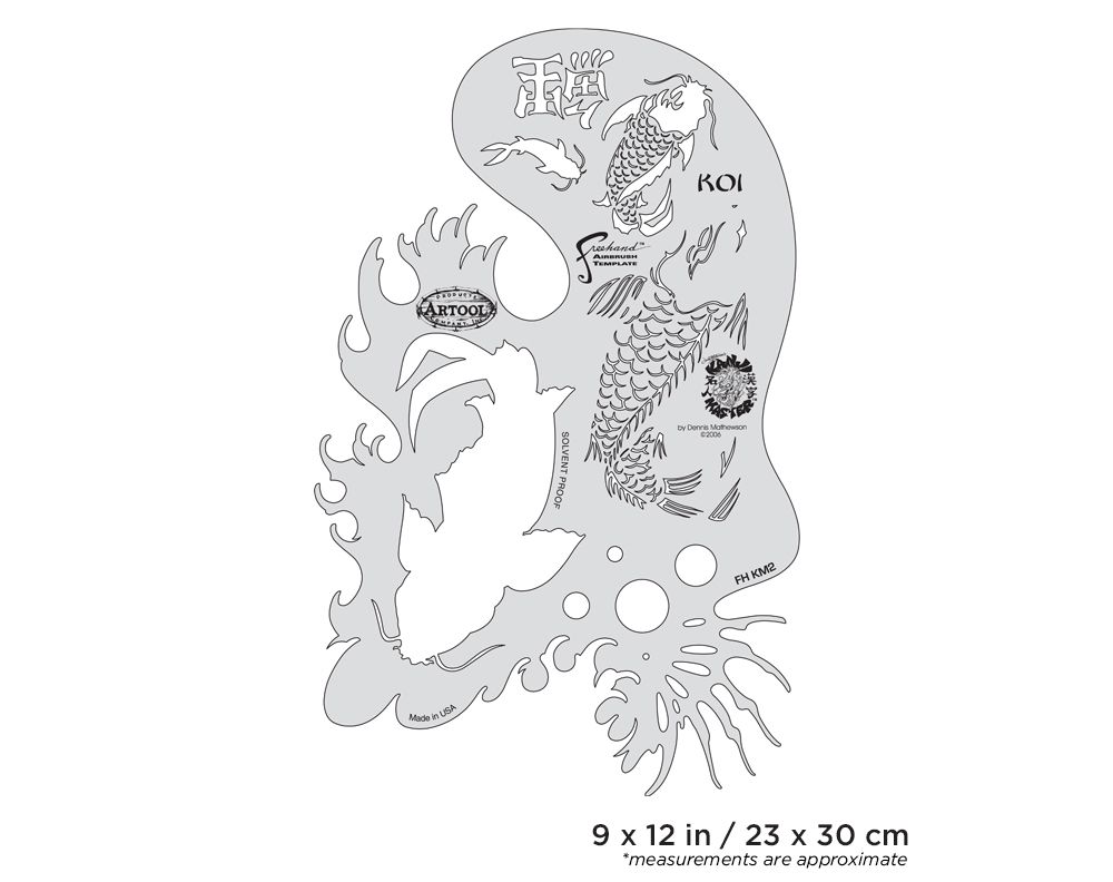 Iwata Artool Kanji Master Koi Freehand Airbrush Template - Click Image to Close