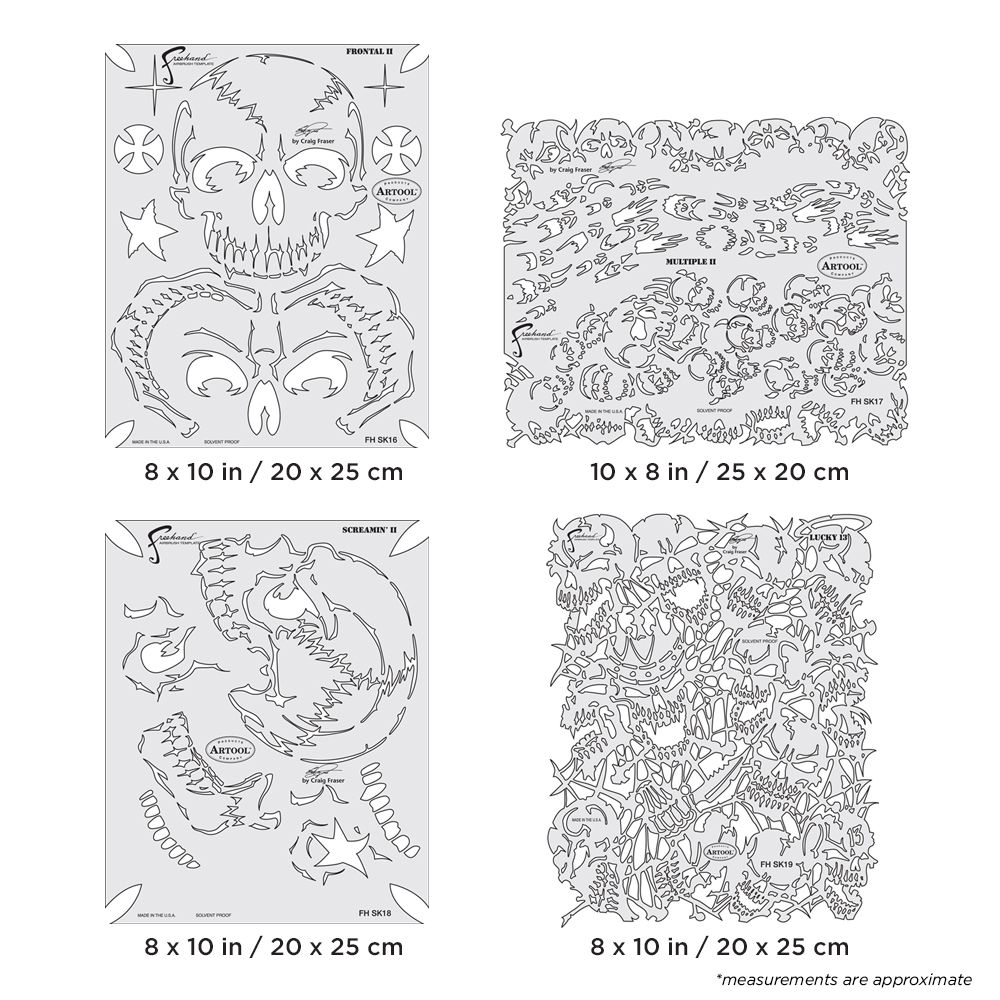 Iwata Artool The Return of Skullmaster Set Freehand Airbrush Template by Craig Fraser