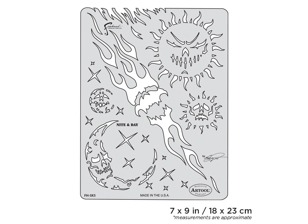 Iwata Artool Son of Skullmaster Nite & Day Freehand Airbrush Template by Craig Fraser