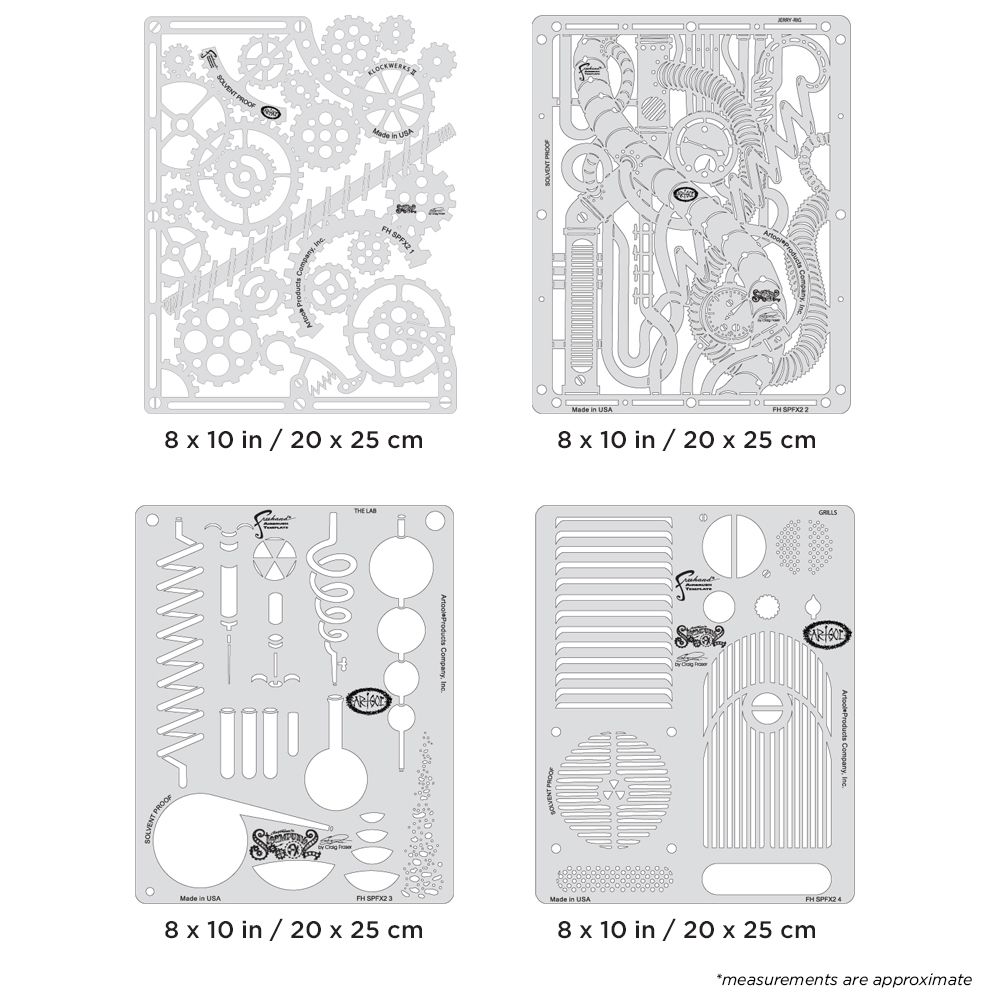 Iwata Artool Steampunk FX2 Set Freehand Airbrush Template by Craig Fraser