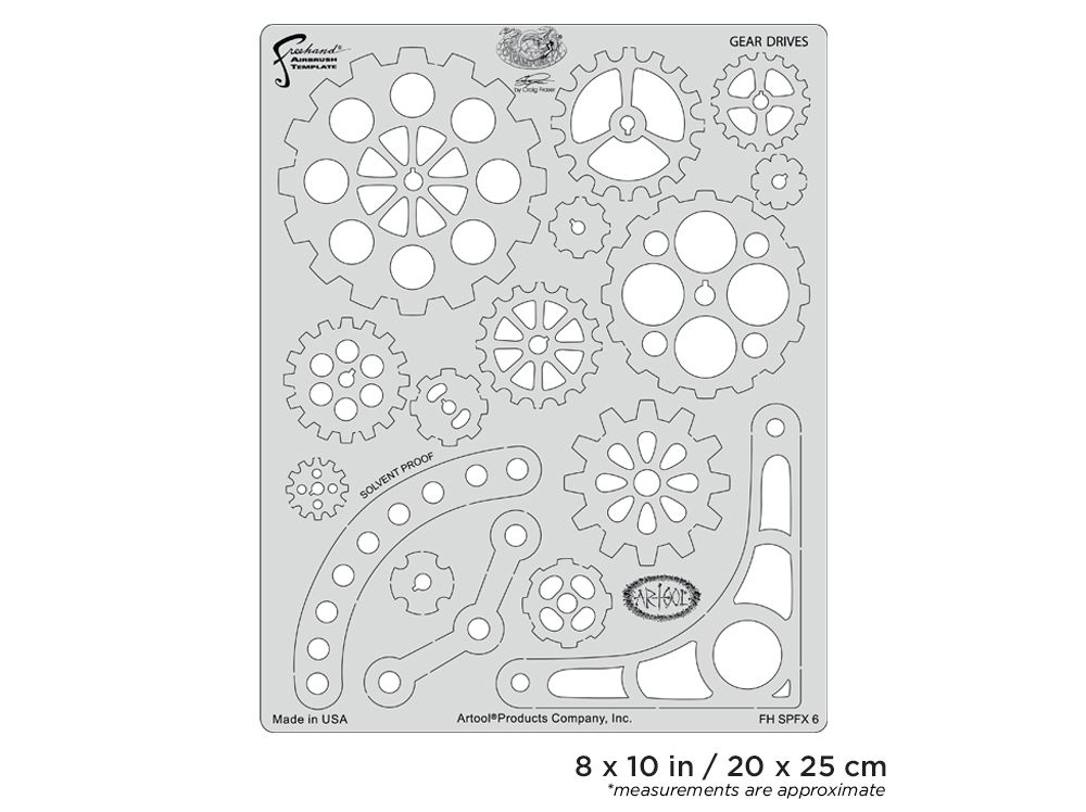 Iwata Artool Steampunk FX Gear Drives Freehand Airbrush Template by Craig Fraser