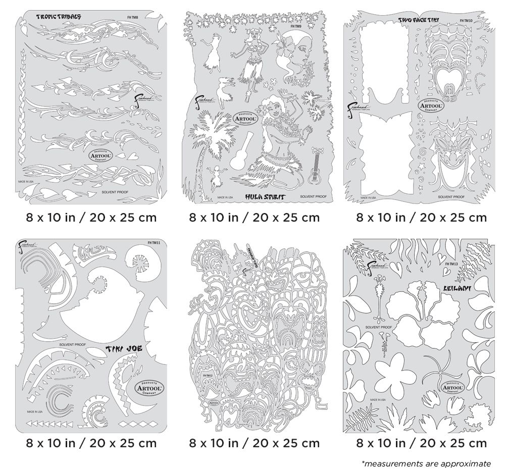 Iwata Artool Tiki Master II Freehand Airbrush Template Set by Dennis Mathewson
