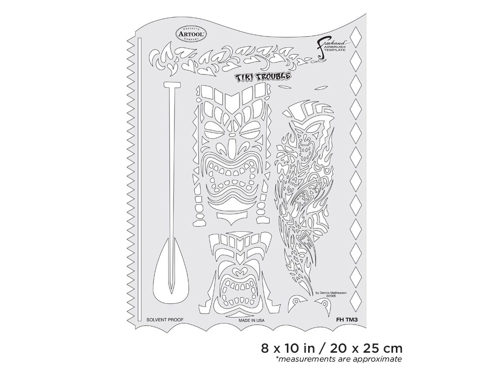Iwata Artool Tiki Master Tiki Trouble Freehand Airbrush Template - Click Image to Close