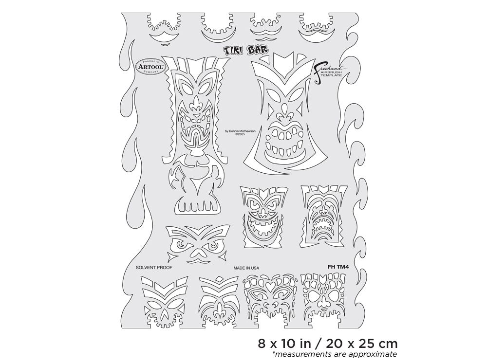 Iwata Artool Tiki Master Tiki Bar Freehand Airbrush Template by Dennis Mathewson