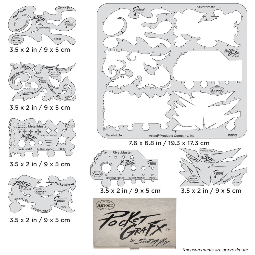 Iwata Artool PocketGraFX Freehand Airbrush Template Set - Click Image to Close